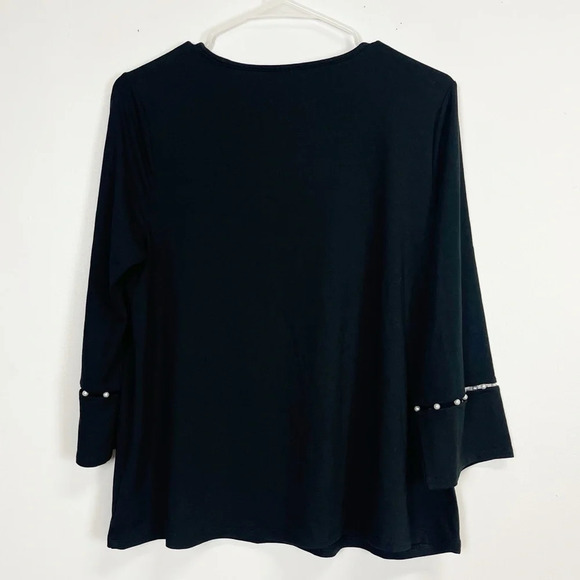 J Jill Wearever Collection Shirt Womens Size Small Black Pearl Sleeve Stretch - Picture 2 of 5